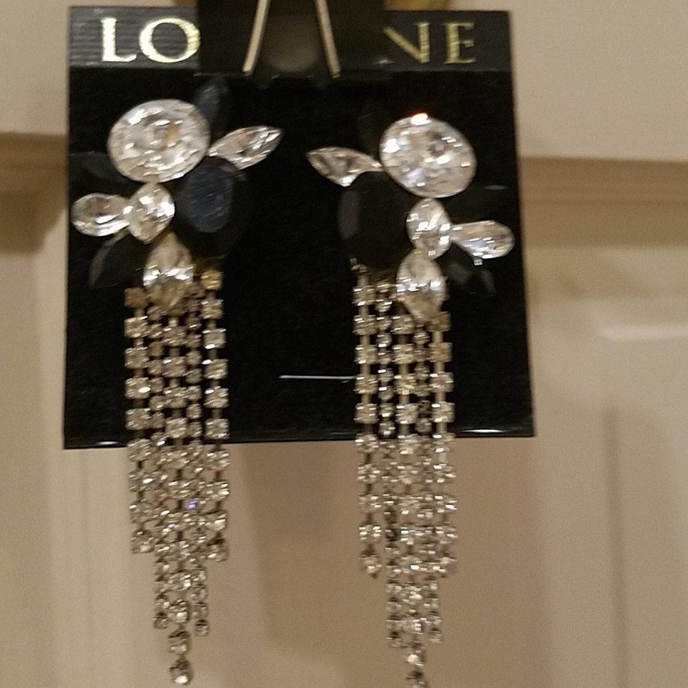 FUN Black and SILVER  BLING Earrings